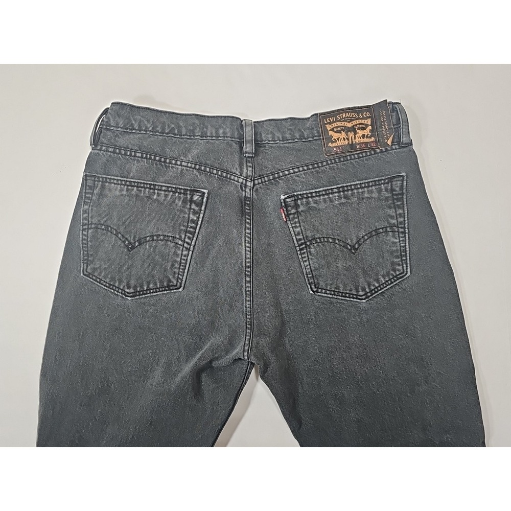 LEVI'S 511 Faded Black Slim Fit Jeans Men's 36x32 - Vintage Look - Picture 4 of 12
